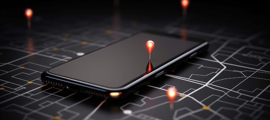 Map GPS navigation smartphone map app. AI generated.